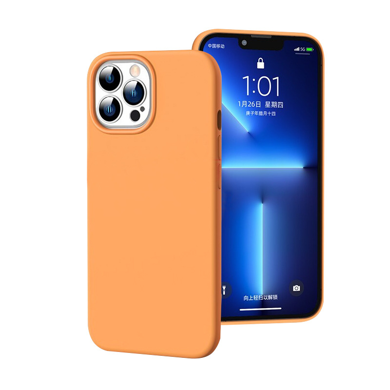 13pro/max iphoness13金橘色mini液態矽膠殼